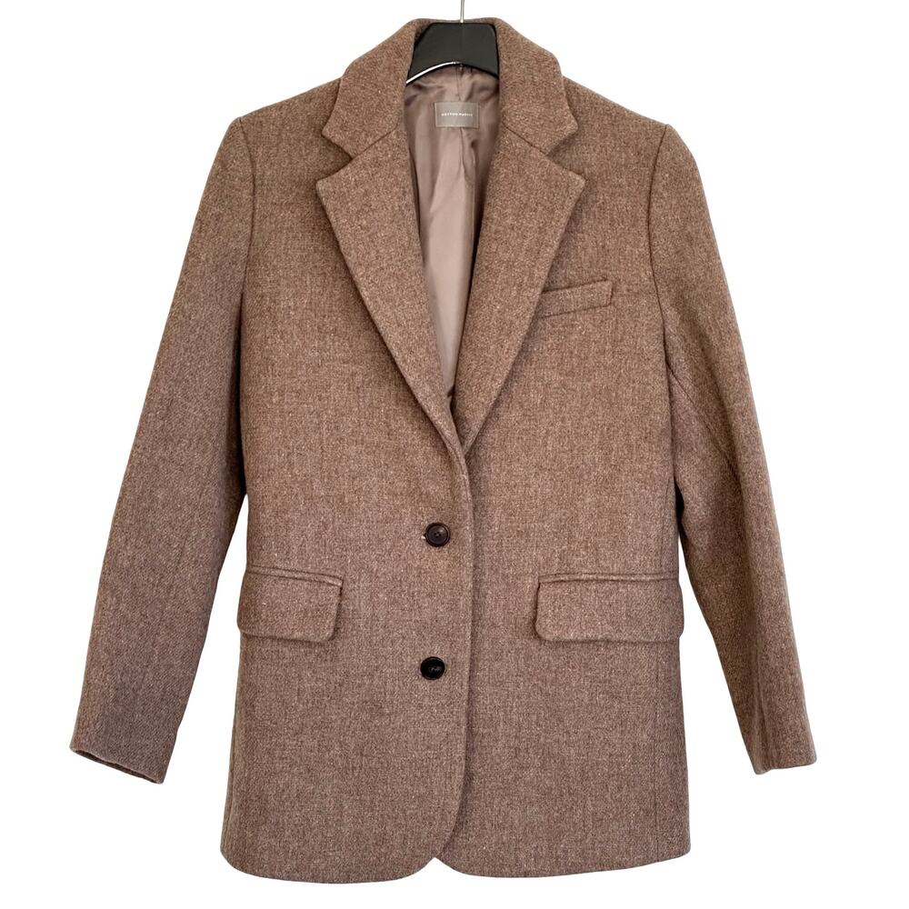 Cotton Market Korea Light Brown 60% Wool Blend Heavy Blazer Coat Size S NWOT